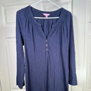 Lilly Pulitzer Cotton Blue V-Neck Dress - Small